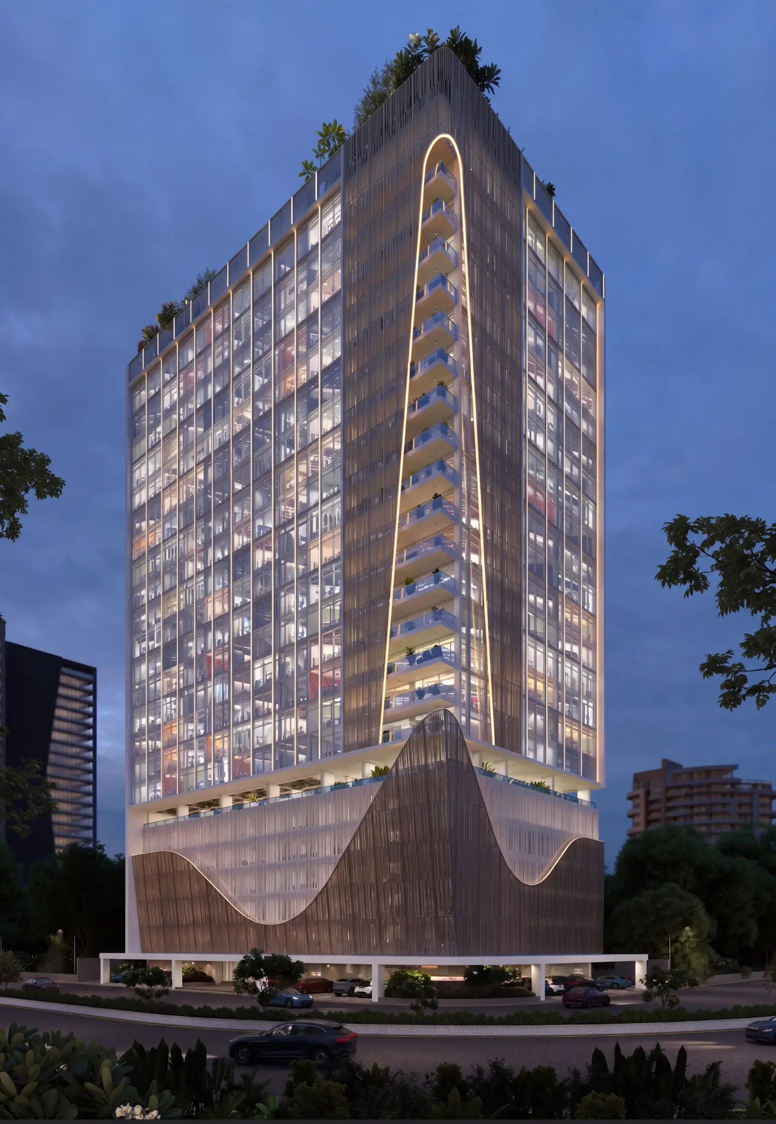 Office tower with landscaped terraces, Vashi
